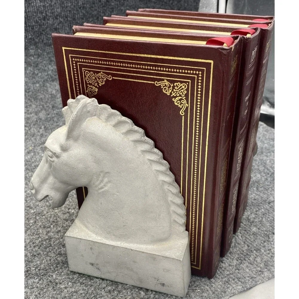 Solid Cast Aluminum Horse Head Bookends Chess Knight Equestrian Vintage 7
